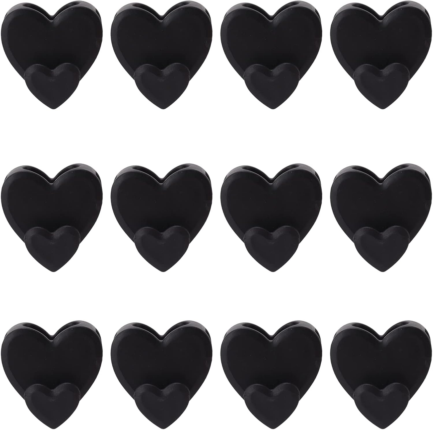 Percha de ropa con forma de corazón negro, 12 piezas, gancho para ahorrar espacio, armario, armario, ropa, ahorro de espacio