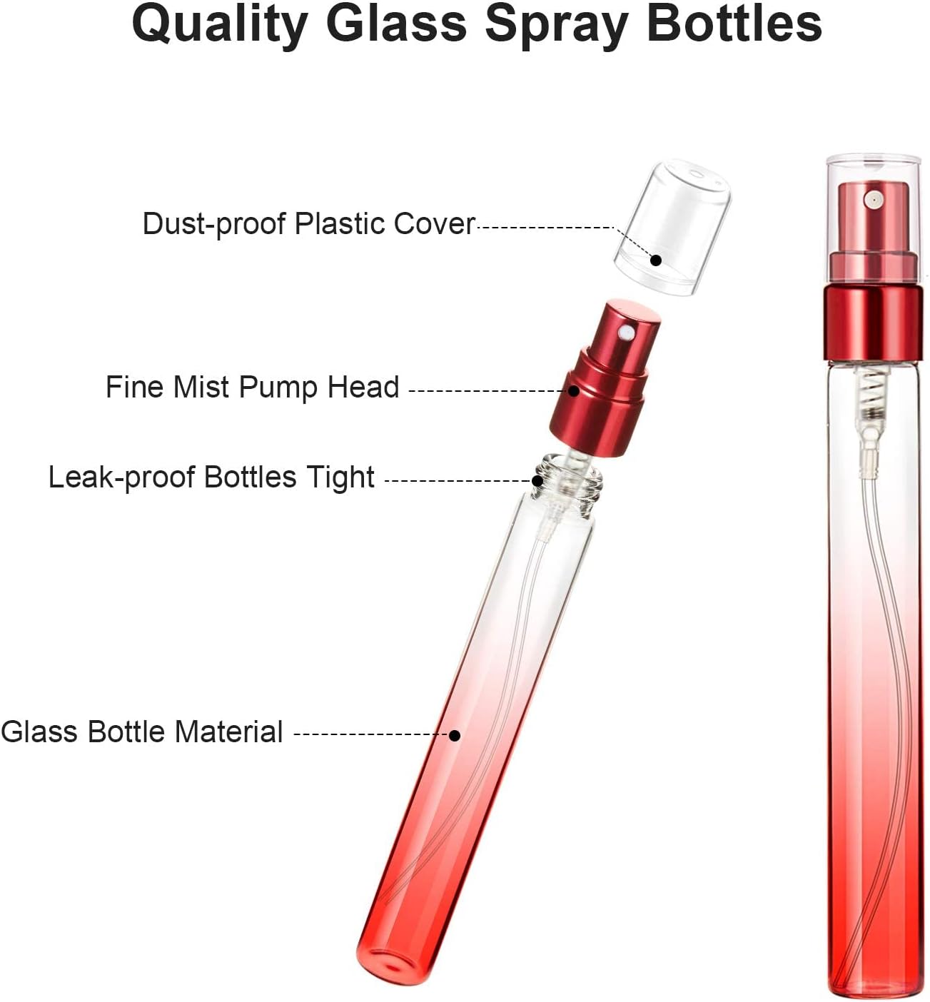 18 mini botellas de perfume de 0.3 fl oz de vidrio colorido rociador de niebla fina botellas de aerosol vacías envase recargable atomizador de