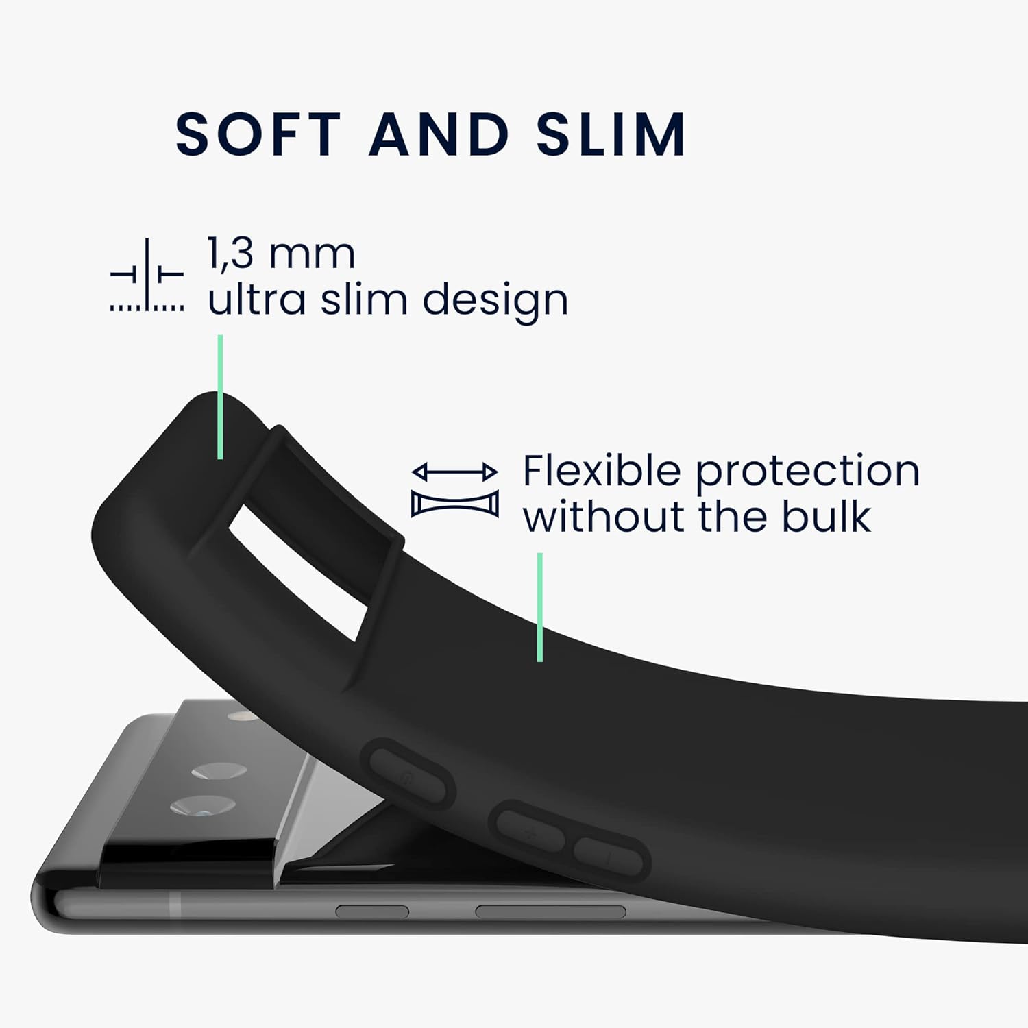 kwmobile Funda compatible con Google Pixel 6 – Funda protectora de silicona TPU suave y delgada, color negro mate