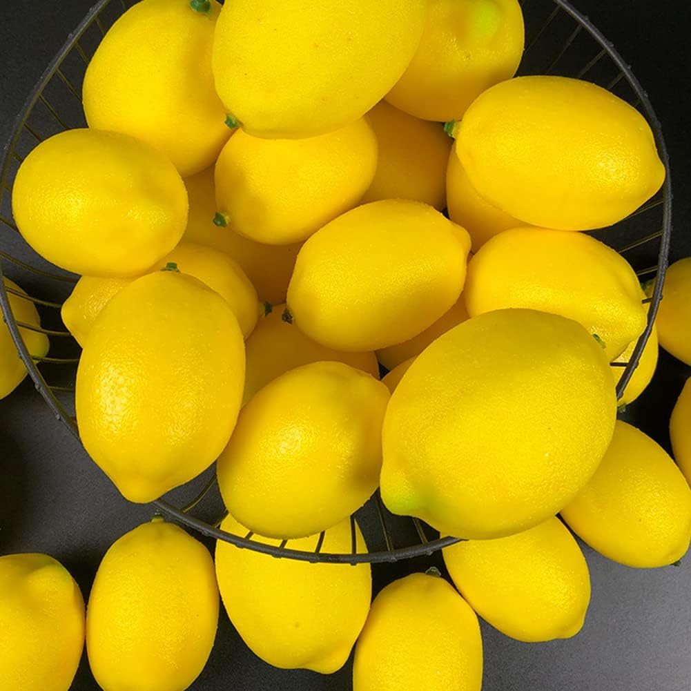 12 limones artificiales, frutas sintéticas realistas, limones falsos amarillos realistas, accesorios de fotografía para el hogar, mesa de cocina,