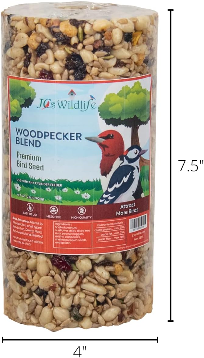 JCs Wildlife Woodpecker Blend Premium Bird Seed – Cilindro pequeño, 2 libras (4)