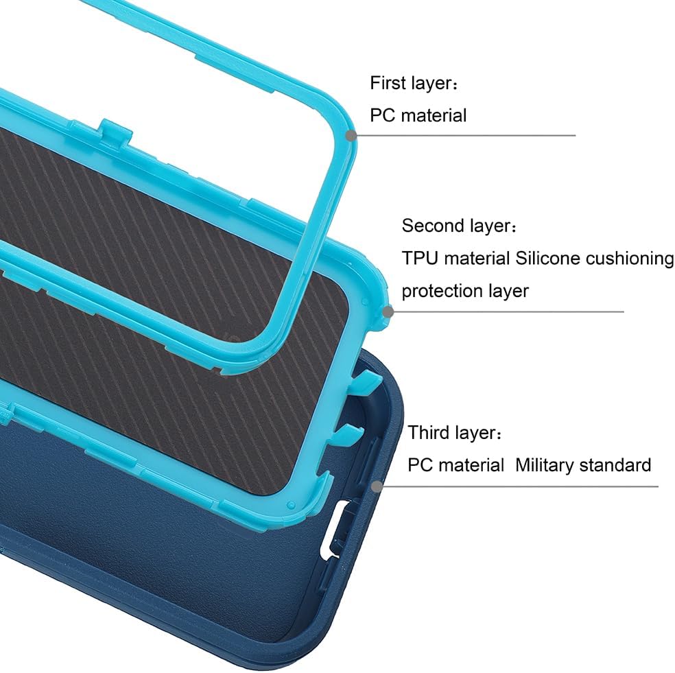 Funda para iPhone 15 de 6.1 pulgadas, resistente funda protectora de 3 capas de grado militar, a prueba de golpes, protección contra caídas, funda