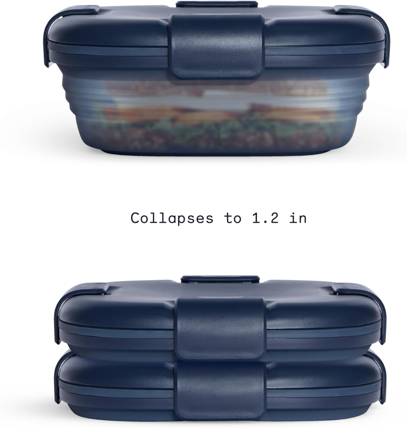STOJO Caja de sándwich plegable, 3 unidades, mezclilla translúcida, 24 onzas, contenedor de almacenamiento de alimentos reutilizable, cuenco de
