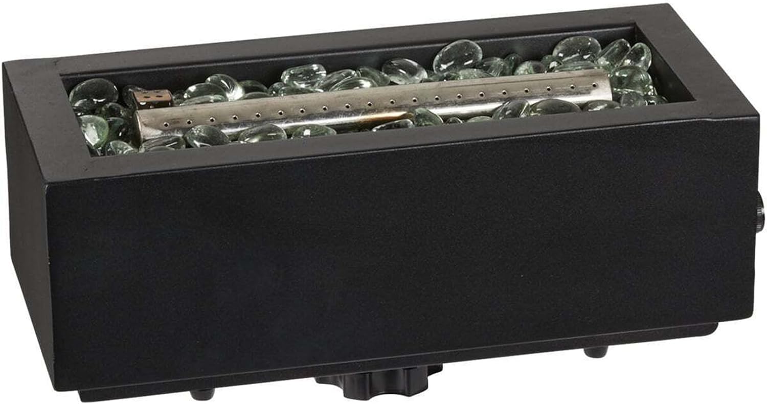 Chimenea rectangular de gas propano sin humo de 14 pulgadas de acero 10K BTU para exteriores, para patios, terrazas y porches, color negro