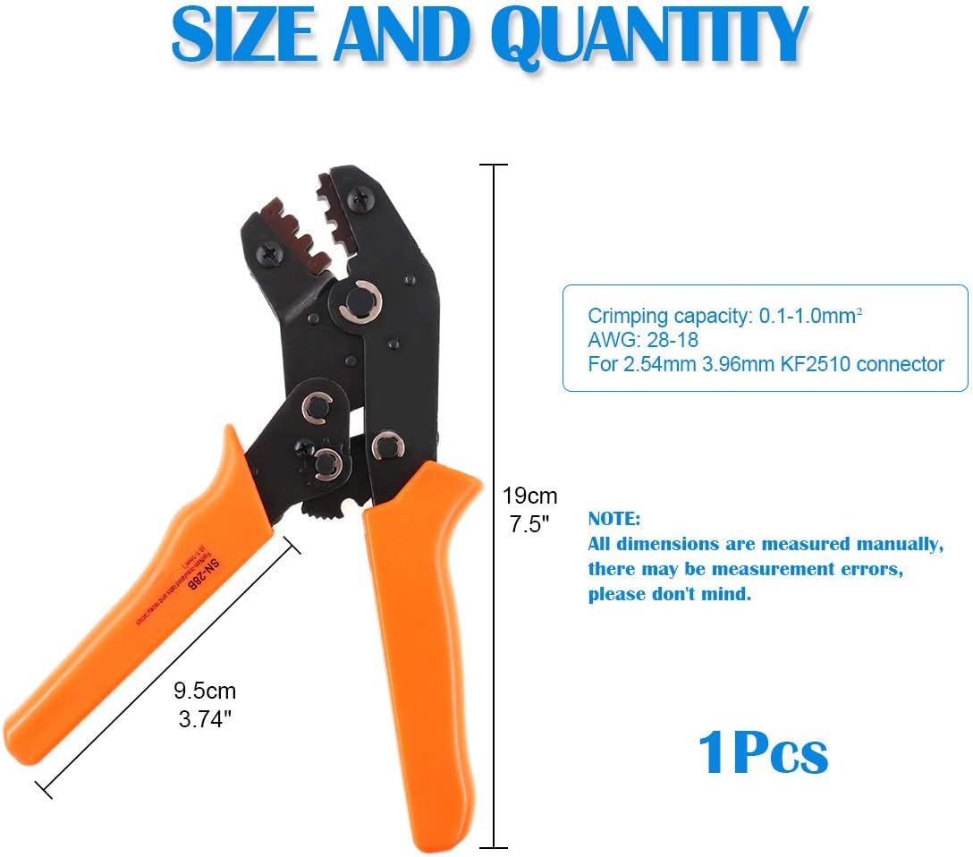 Glarks SN-28B Terminal Profesional Pin Herramienta de prensado para 0.100 in 0.156 in 28-18AWG 0.1-1.0mm2