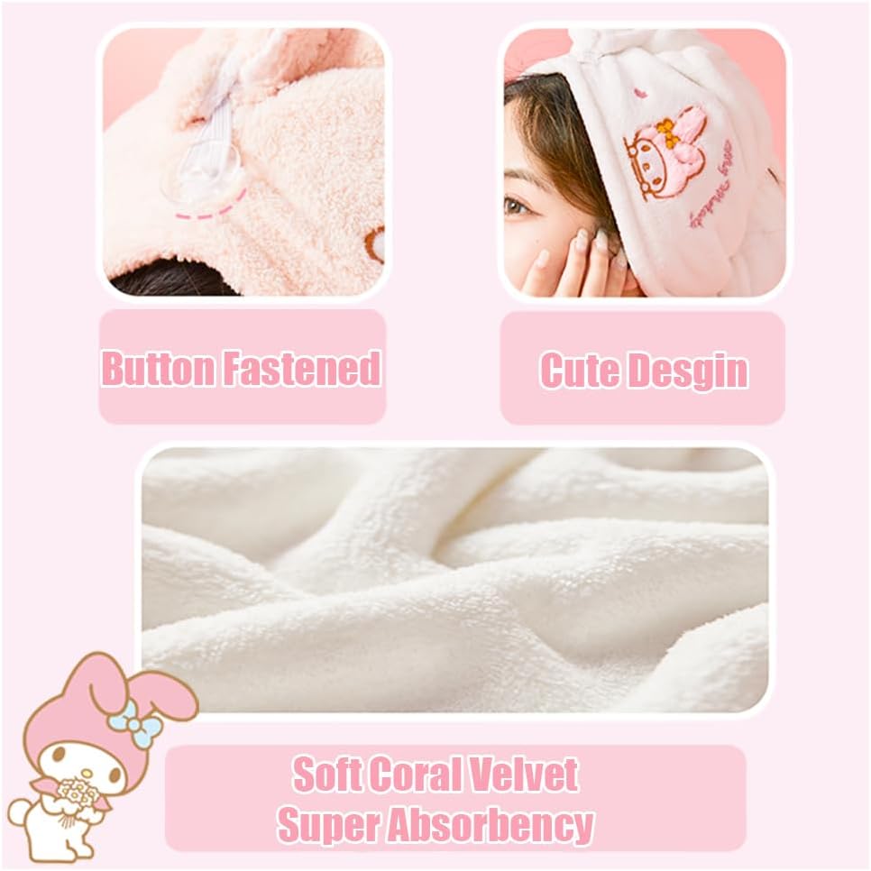 Toalla de microfibra para el cabello, gorro de ducha súper absorbente con botón, toalla de secado rápido de diademas de maquillaje, toallas de baño