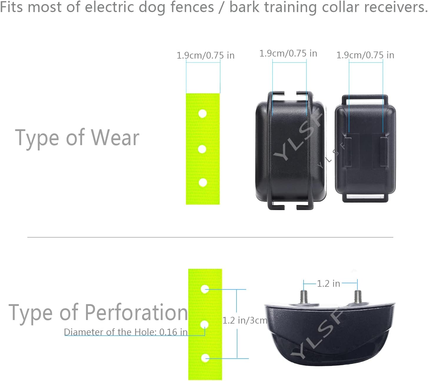 Correa de collar de perro para la mayoría de receptores de collar de choque de entrenamiento electrónico, ajustable, duradera, impermeable, sin