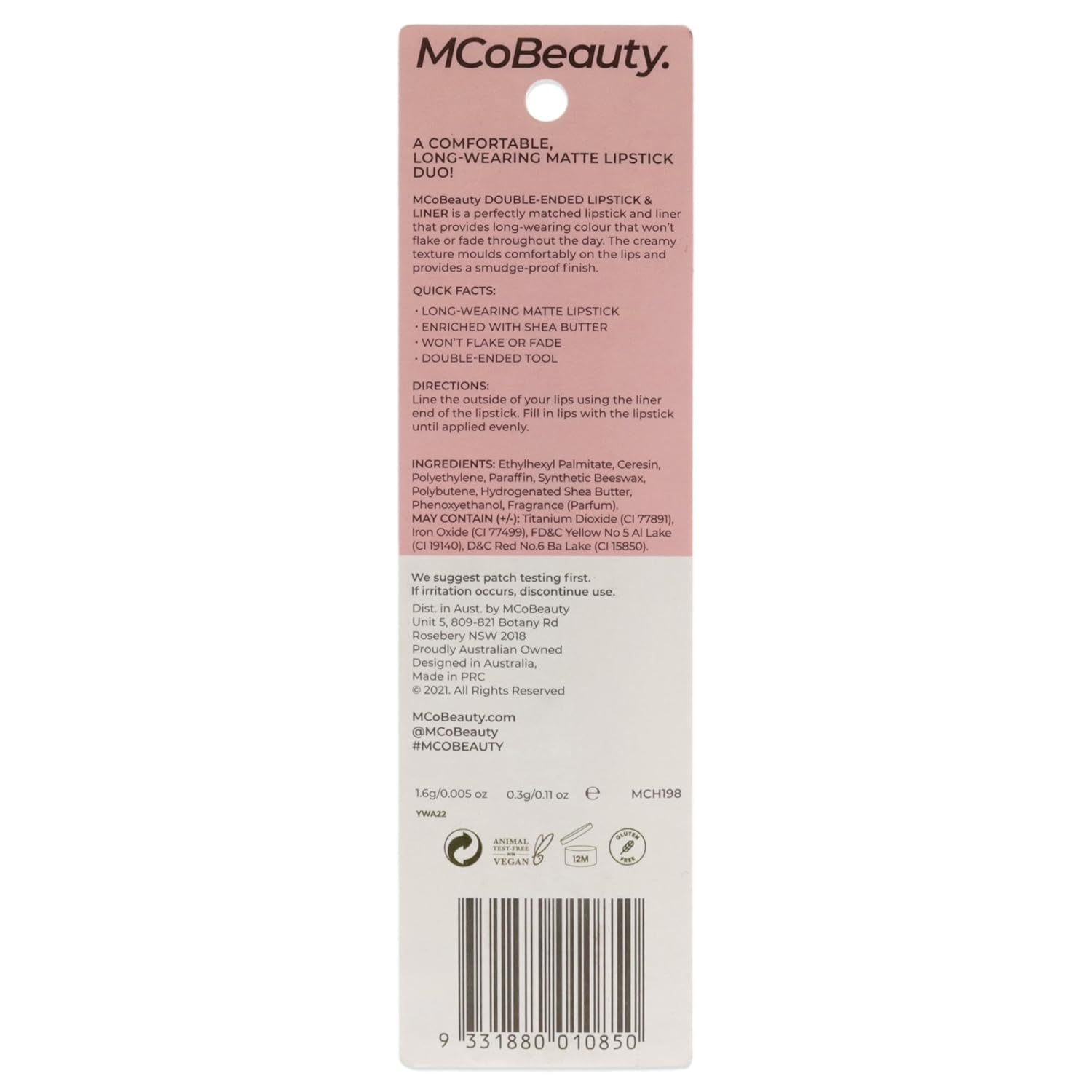 MCoBeauty Lápiz labial y delineador de doble punta, cremoso, de larga duración, color mate, satura, herramienta de labios retráctil perfecta 2 en 1,