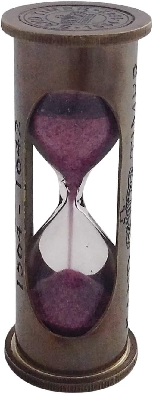 Temporizador de arena roja de latón marrón antiguo de 3.5 pulgadasreloj de arena en caja de madera  Regalo marítimo