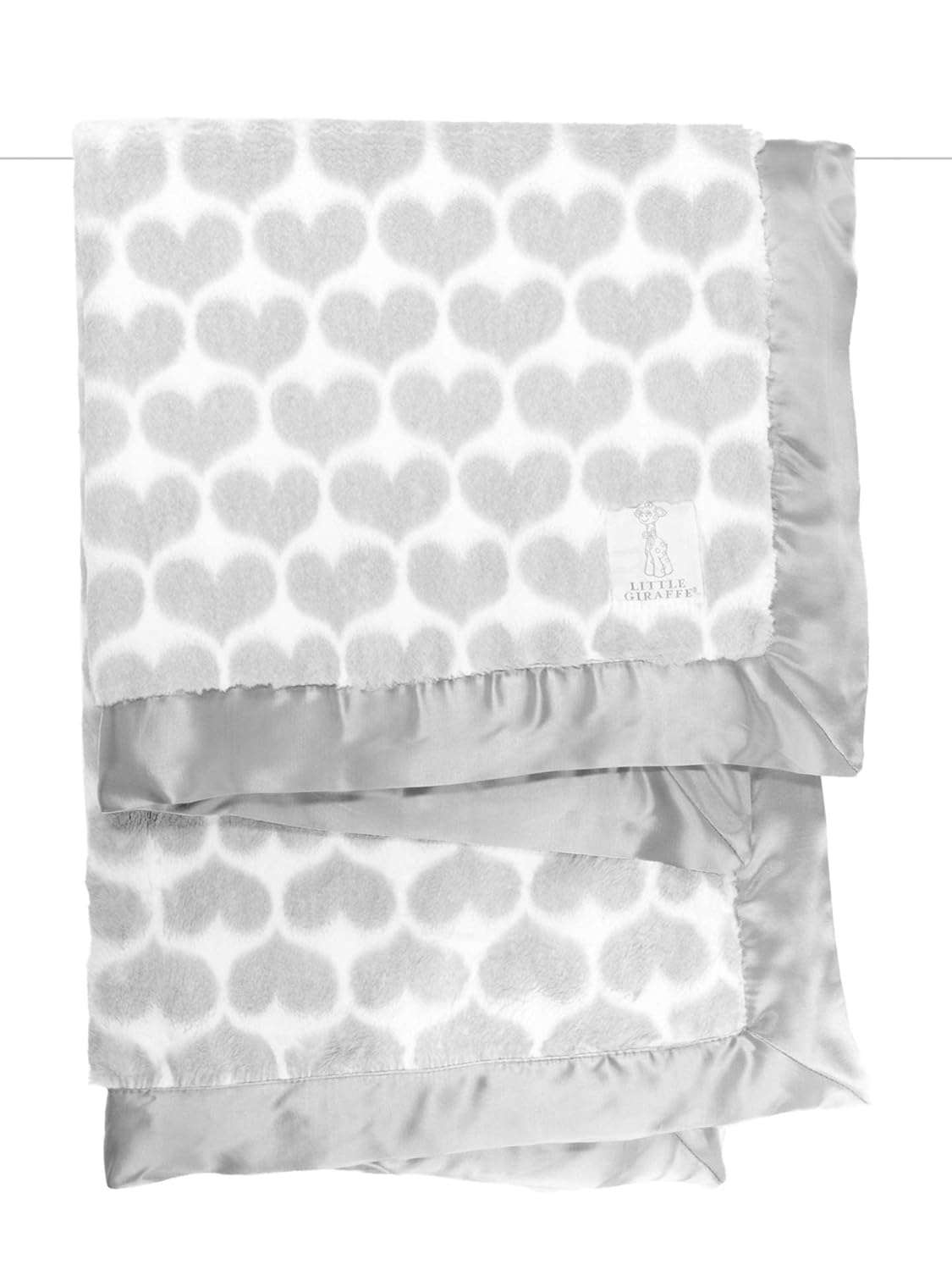 Little Giraffe Luxe Heart Army – Manta de bebé de 29 x 35 pulgadas, color plateado