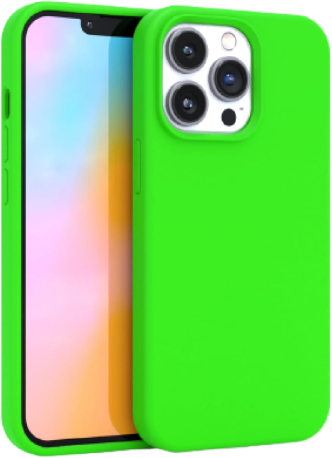 FELONY CASE – Funda para iPhone 12 Pro Max – Funda de silicona verde neón  Silicona líquida con forro de microfibra antiarañazos, funda protectora a