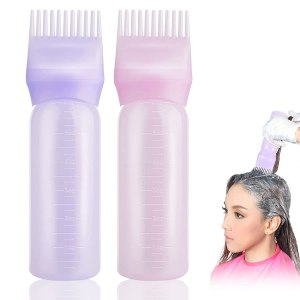 2 botellas aplicadoras de peine de raíz, aplicador de aceite para el cabello de 6 onzas para teñir el cabello (rosa y morado) 2 botellas aplicadoras de peine de raíz, aplicador de aceite para el cabello de 6 onzas para teñir el cabello (rosa y morado)
