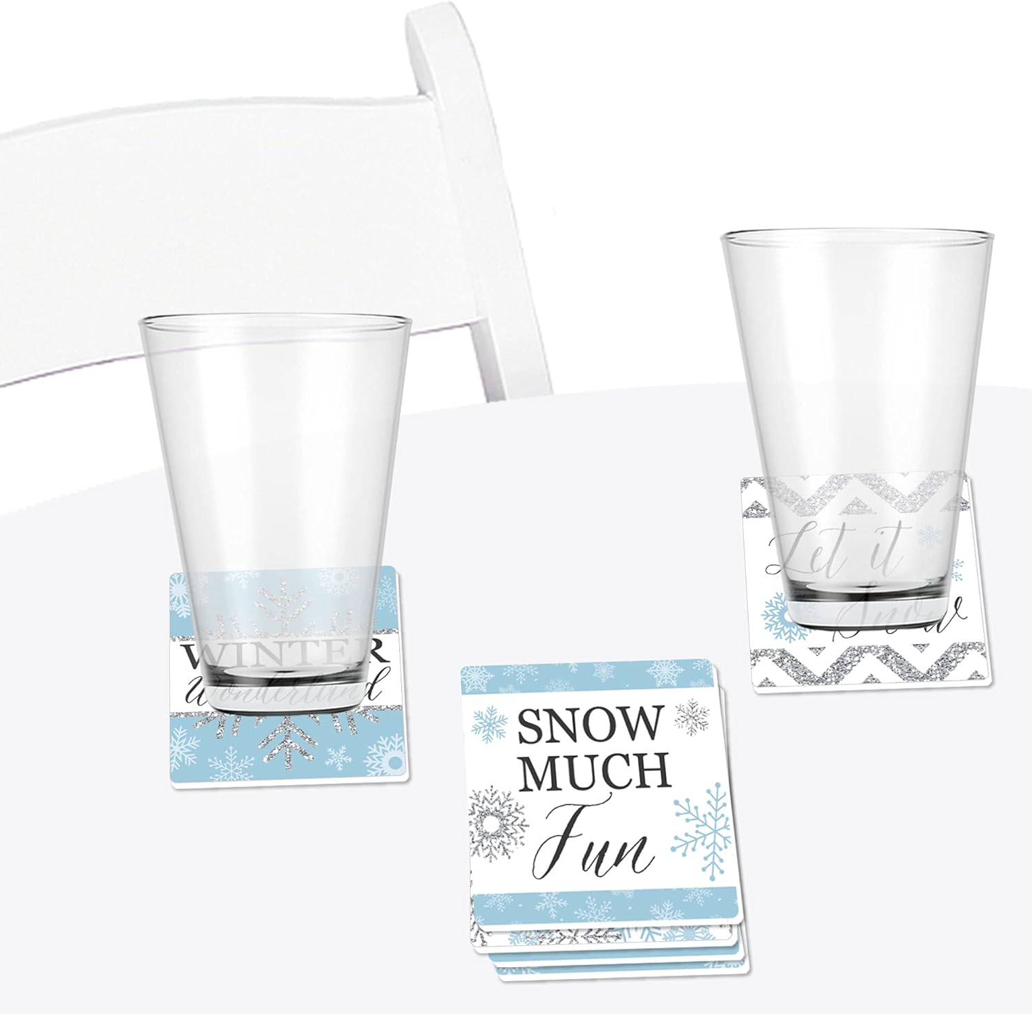 Big Dot of Happiness Winter Wonderland – Juego de 6 posavasos para fiestas de vacaciones y bodas de invierno