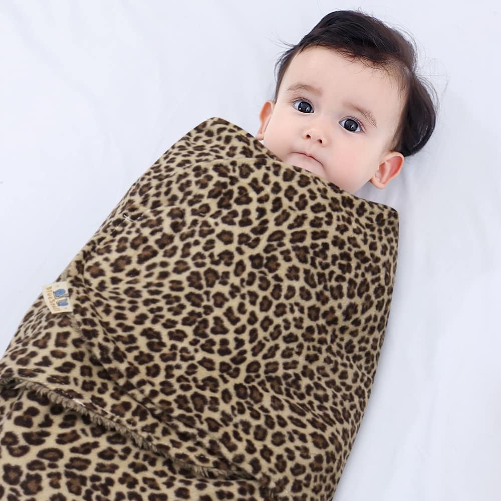 BlueSnail Manta para bebé, suave y cómoda, para recién nacido, fácil de envolver, adecuada para 0-33-6 meses (leopardo, 3-6 meses)