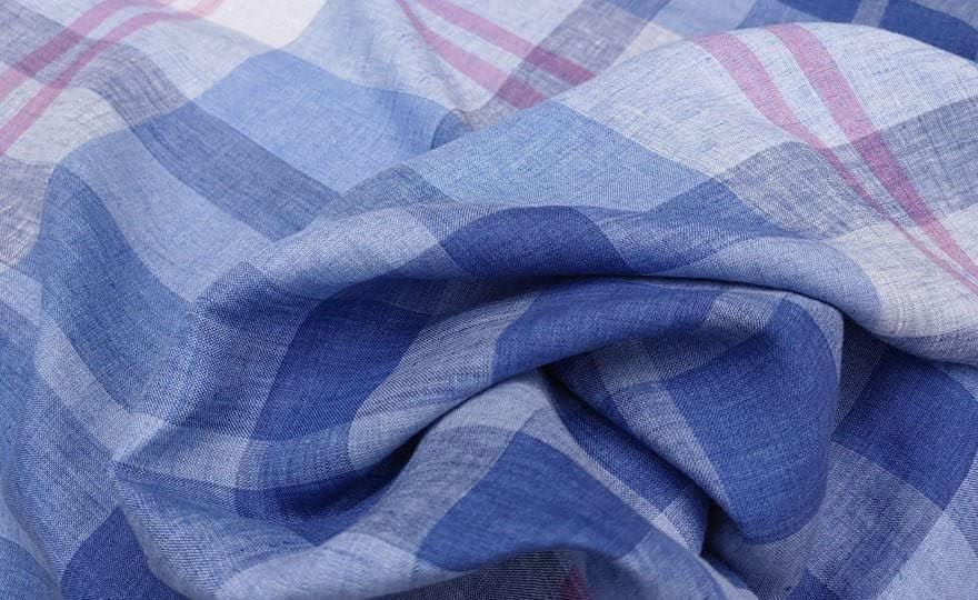 Tela de lino azul a cuadros  Material elegante y duradero para manualidades, ropa y decoración del hogar