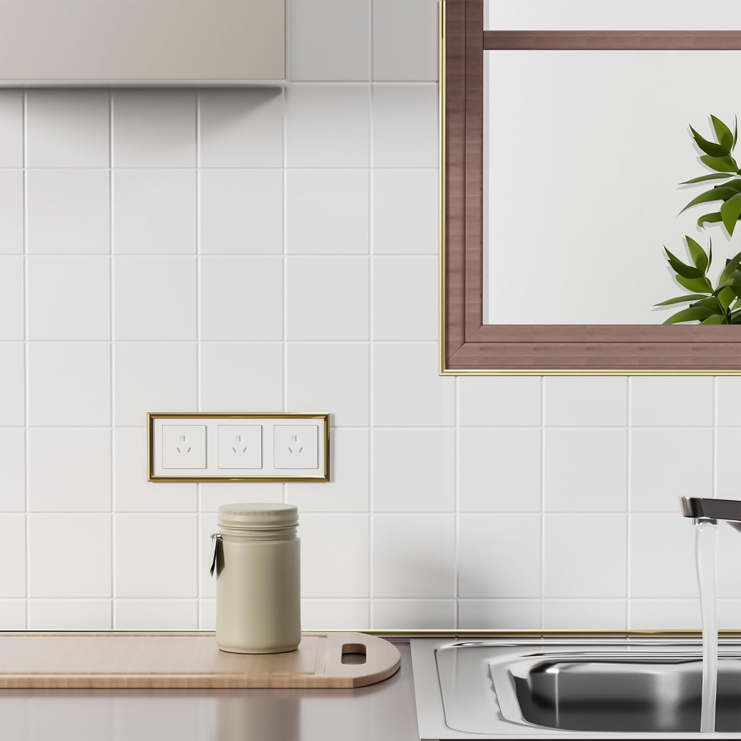 Moldura autoadhesiva de 16.4 pies, borde de azulejos para paredes, bordes, marcos de ventana, bordes en muro, bordes de ventana, borde dorado