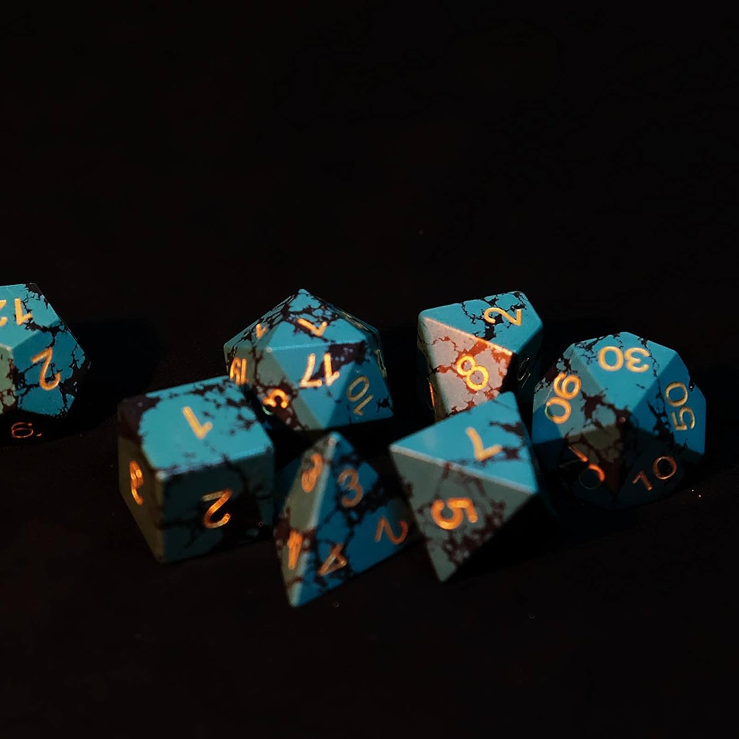 NC – Juego de dados sintéticos de turquesa con 7 piezas de D&D, juego de dados de poliedarl DND, se puede vender por separado, más opciones, bolsa