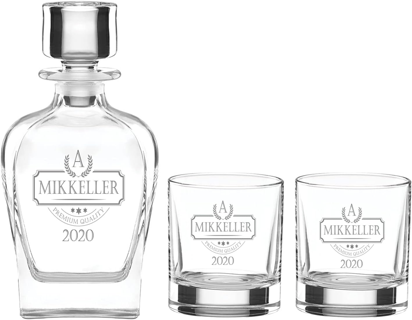 Lenox Tuscany Classics – Juego de decantador de whisky personalizado, decantador de cristal grabado personalizado y vasos con grabado de corona