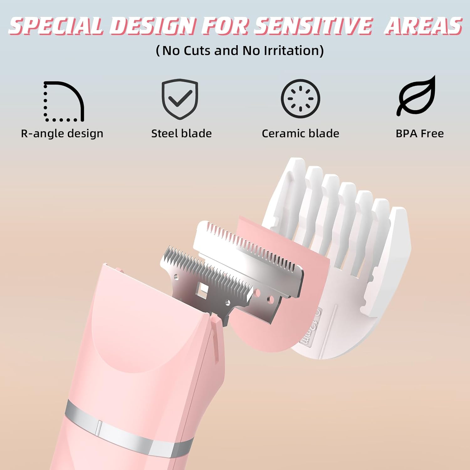 3 in 1 Bikini Trimmer for Women, Painless Facial Hair Removal, Electric Razors for Womens Pubic Hair, Cordless Body Shaver for Face, Underarm, Leg,