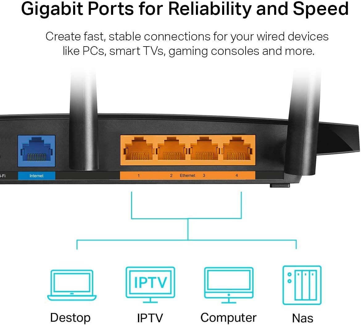 TP-Link AC1900 Router WiFi inteligente (Archer A8) – Router inalámbrico MU-MIMO de alta velocidad, enrutador de doble banda para Internet