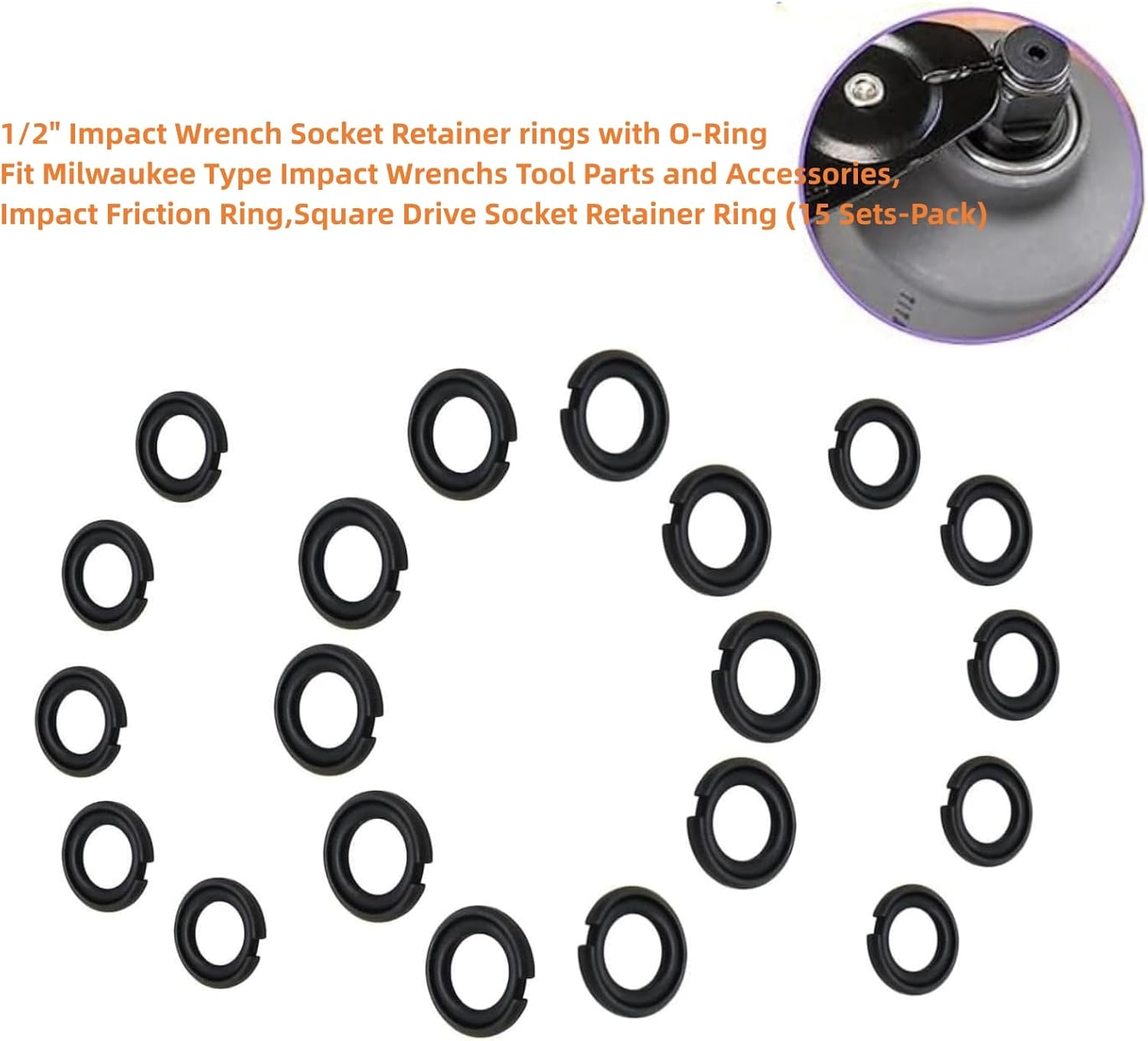 Anillos de retención de llave de impacto de 12 pulgada con junta tórica para llaves de impacto tipo Milwaukee, piezas de herramientas y accesorios,