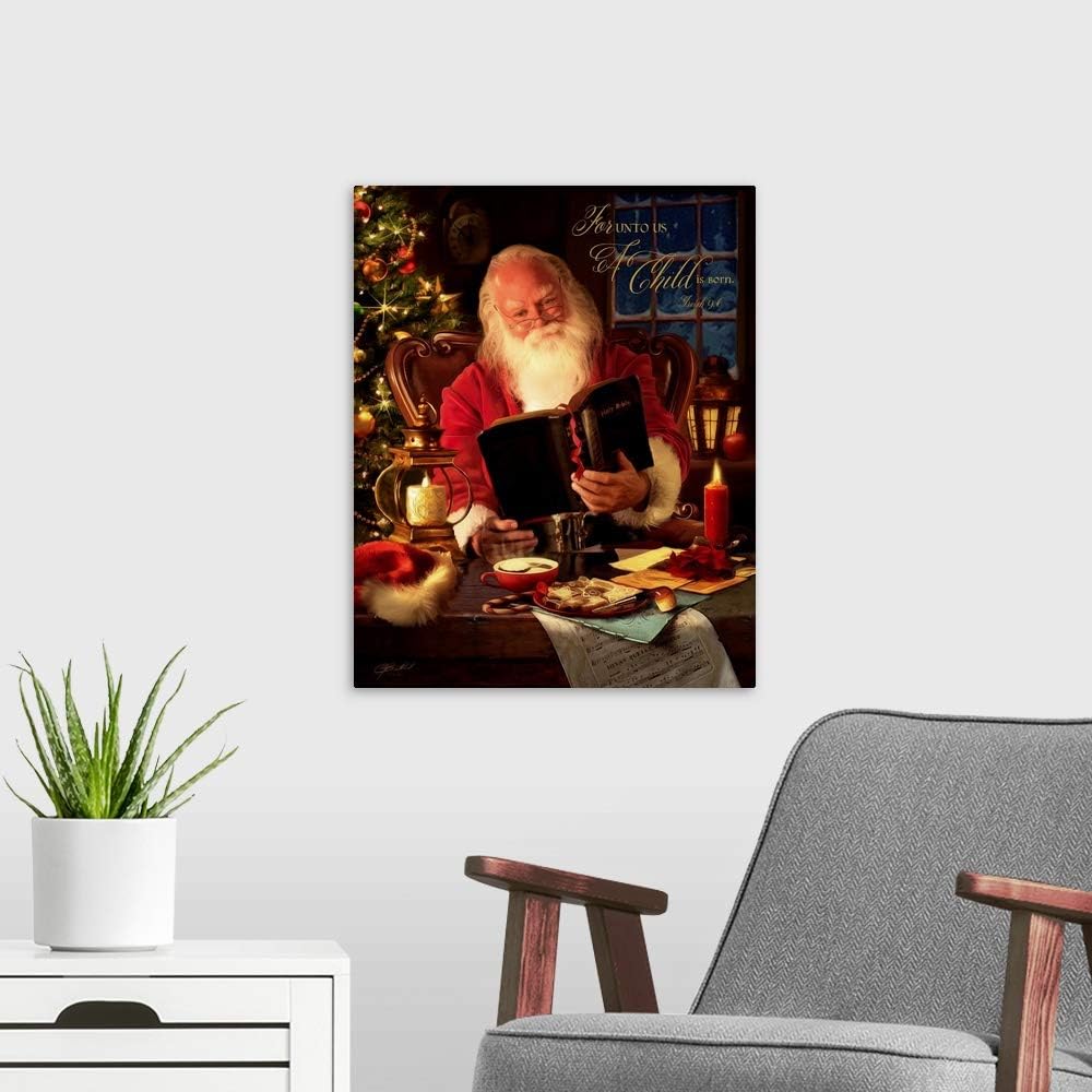 Lienzo decorativo para pared, diseño de Papá Noel, ilustraciones navideñas
