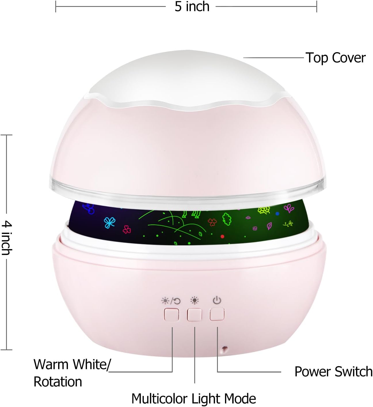 Bonito proyector de caballos con temporizador de 10 horas, luz nocturna LED RGBW, rotación de 360, funciona con USBbatería, regalos para dormitorio,