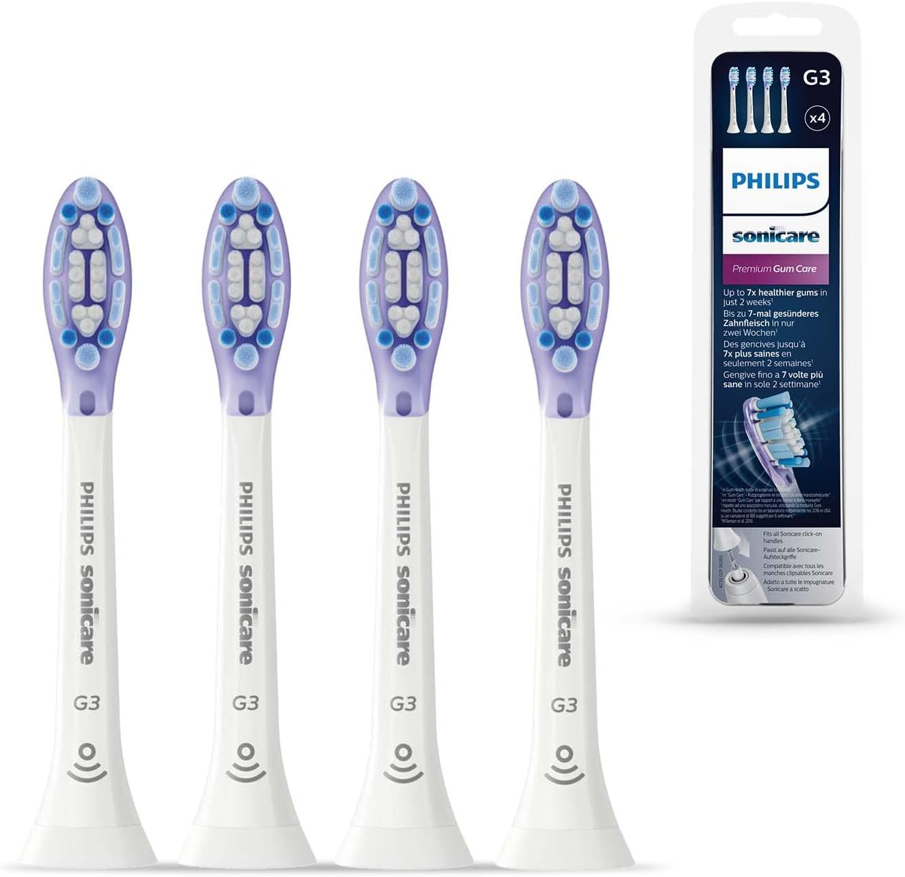 Philips Cabezales de cepillo de repuesto originales Sonicare Premium para el cuidado de las encías, paquete de 4, color blanco – HX905417