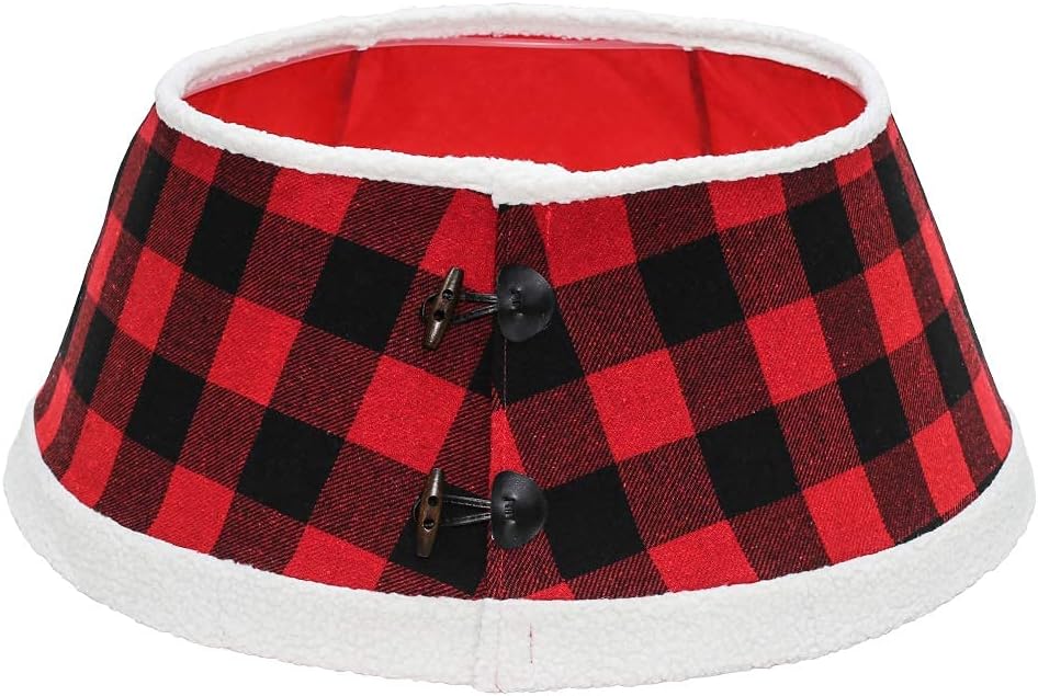 New Traditions – Collar de árbol de Navidad con palanca de cuadros de búfalo, color negro y rojo