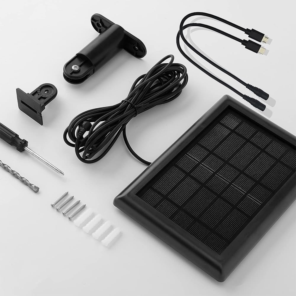 Panel solar para batería de cámara de foco de anillo, cargador solar compatible con cámara de anillo, batería de cámara de anillo para exteriores