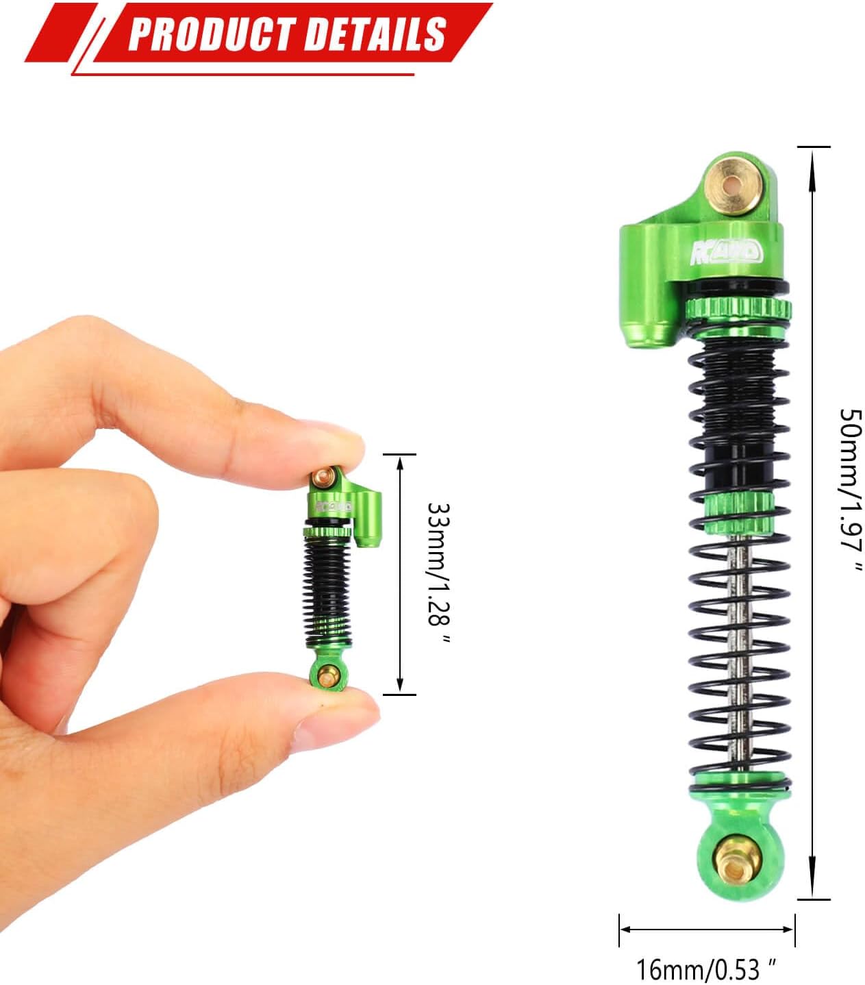 RCAWD Amortiguadores RC para Axial AX24 XC-1 4WS con mejoras de resortes adicionales, piezas de amortiguador de amortiguadores RC delanteros y
