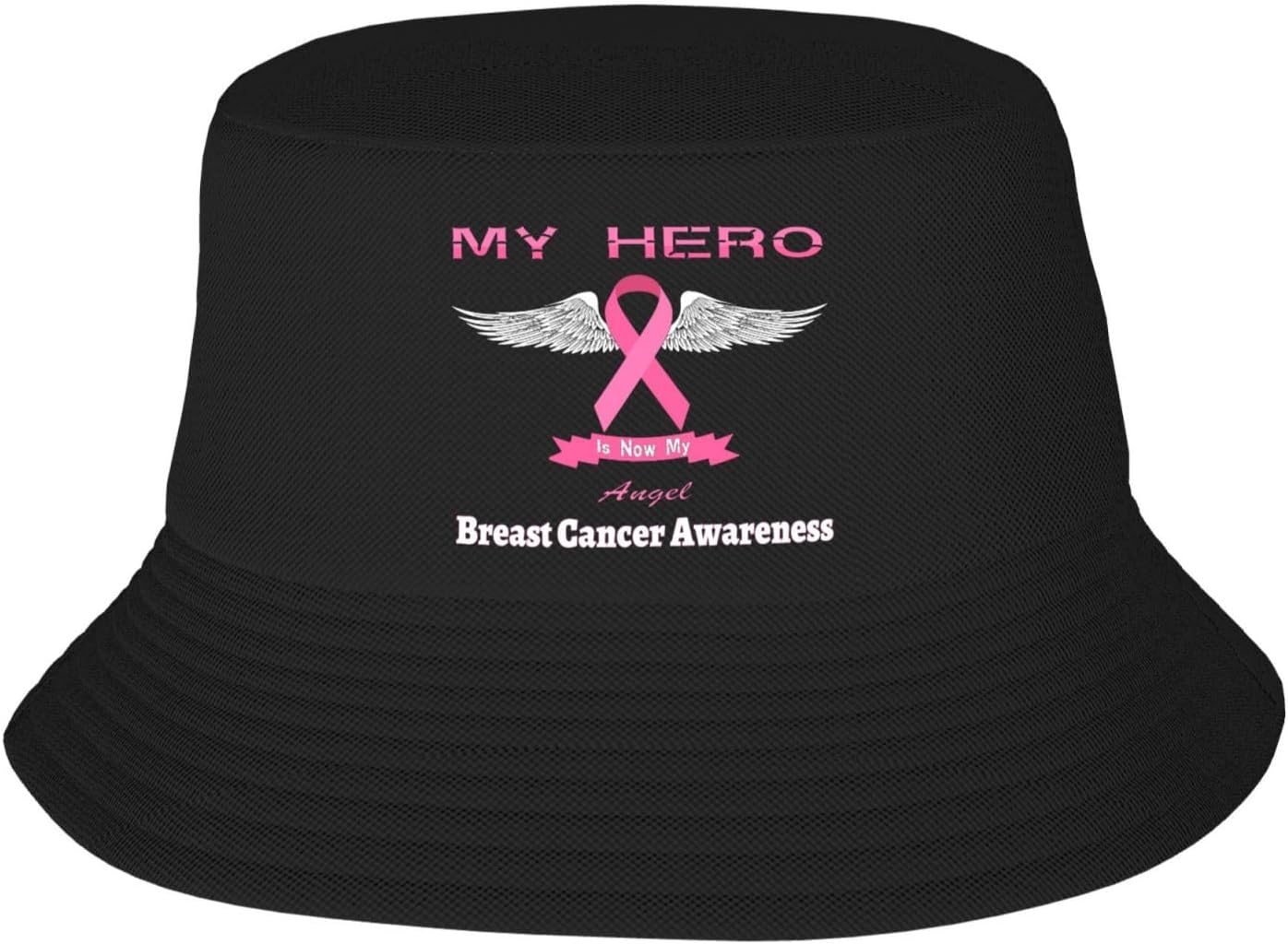 My Hero is Now My Angel – Sombrero de pescador para concientización sobre el cáncer de mama de doble tejido para mujereshombres, sombrero de