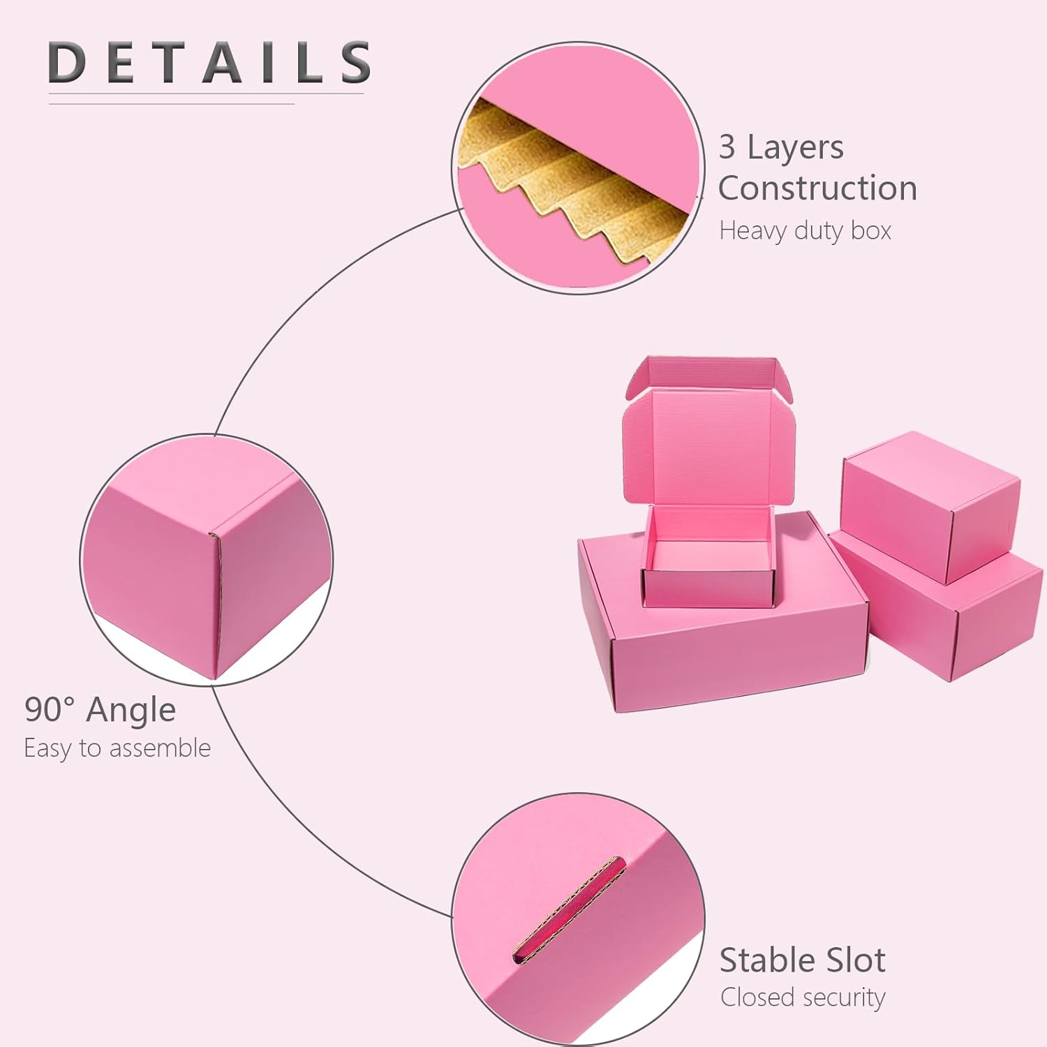Cajas de envío de 9 x 6 x 4 pulgadas, paquete de 25 cajas de correo de cartón corrugado rosa para pequeñas empresas, bonitos artículos de embalaje