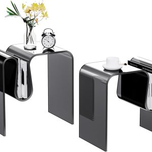 solaround Mesa auxiliar de acrílico, mesa auxiliar pequeña para sala de estar, mesita de noche para dormitorio, mesita de noche Lucite (2, negro, solaround Mesa auxiliar de acrílico, mesa auxiliar pequeña para sala de estar, mesita de noche para dormitorio, mesita de noche Lucite (2, negro,