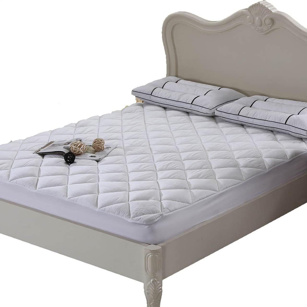 Royal Hotel Bedding Funda de colchón acolchada de bambú, tamaño matrimonial, hipoalergénica, alternativa al plumón, funda de bambú de 300 hilos, con