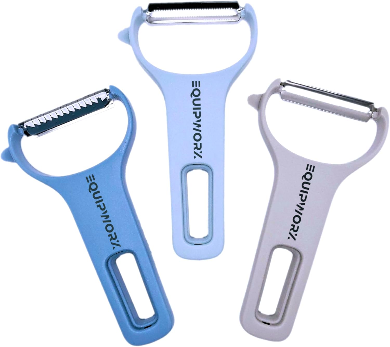 Juego de peladores multiusos apilables de 3 piezas, peladores en Y, para frutas y verduras, zanahoria, pepino, papas, cuchillas de acero inoxidable,