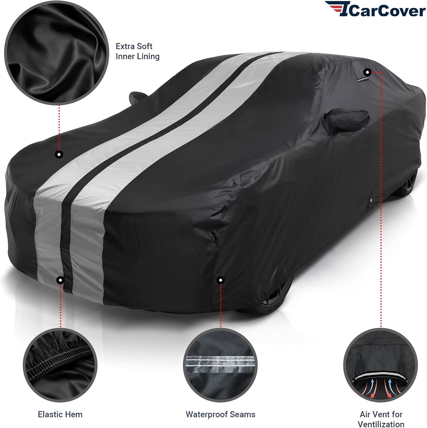 iCarCover Funda de coche personalizada para Ford Mustang GT 1994-2004, Mach 1, SVT Cobra impermeable para todo tipo de clima, lluvia, nieve, UV,