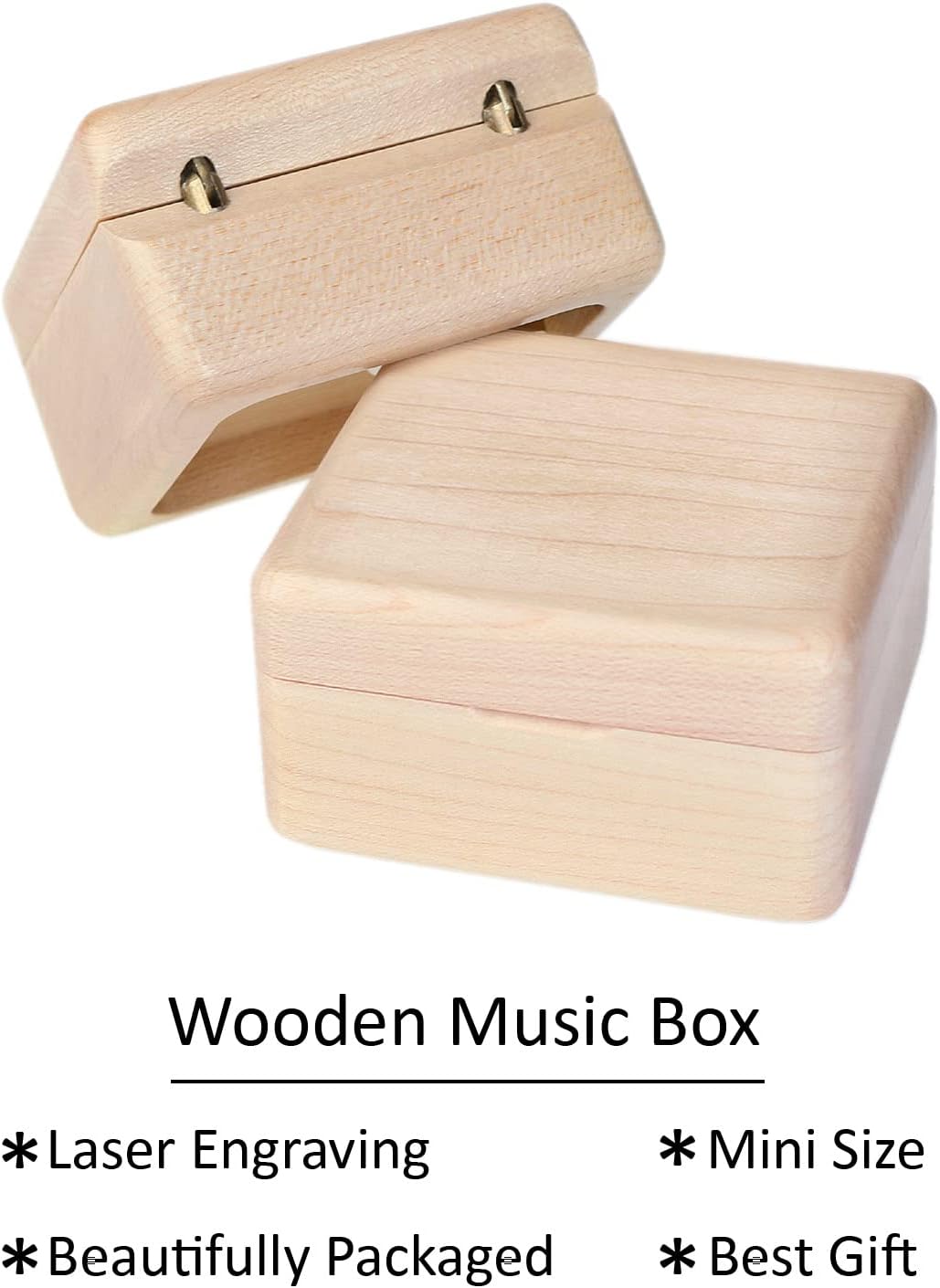 Caja musical con mecanismo tallado de madera vintage, caja de música de cuerda para regalo para Navidad, caja de música de Navidad (caja de madera
