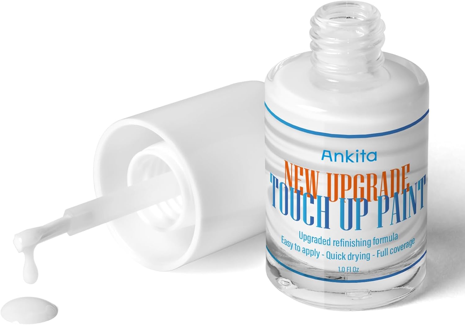Ankita Kit de reparación de retoque de pintura y porcelana de alto brillo, pintura de retoque blanca para astillas, arañazos, grietas y manchas en