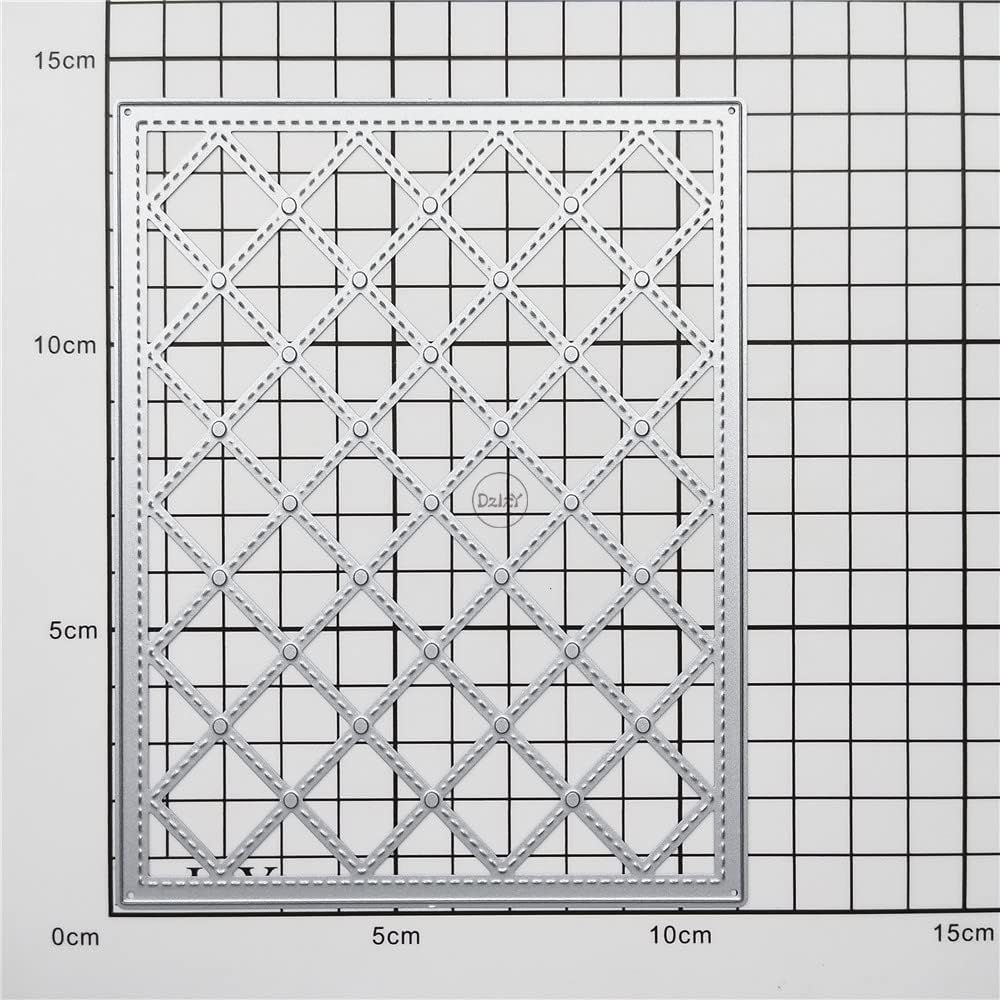 DzIxY Troqueles de corte de metal con fondo de cuadrícula de línea punteada para hacer tarjetas de papel troquelado, conjuntos de troqueles, álbum,