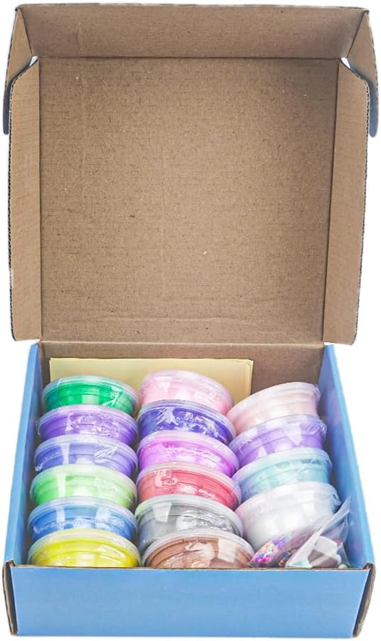 Paquete de 18 mini kit de limo de mantequilla, con sandía rosa, helado y slime de pastel, etc. Abalorios de slime de color y limo, suave y