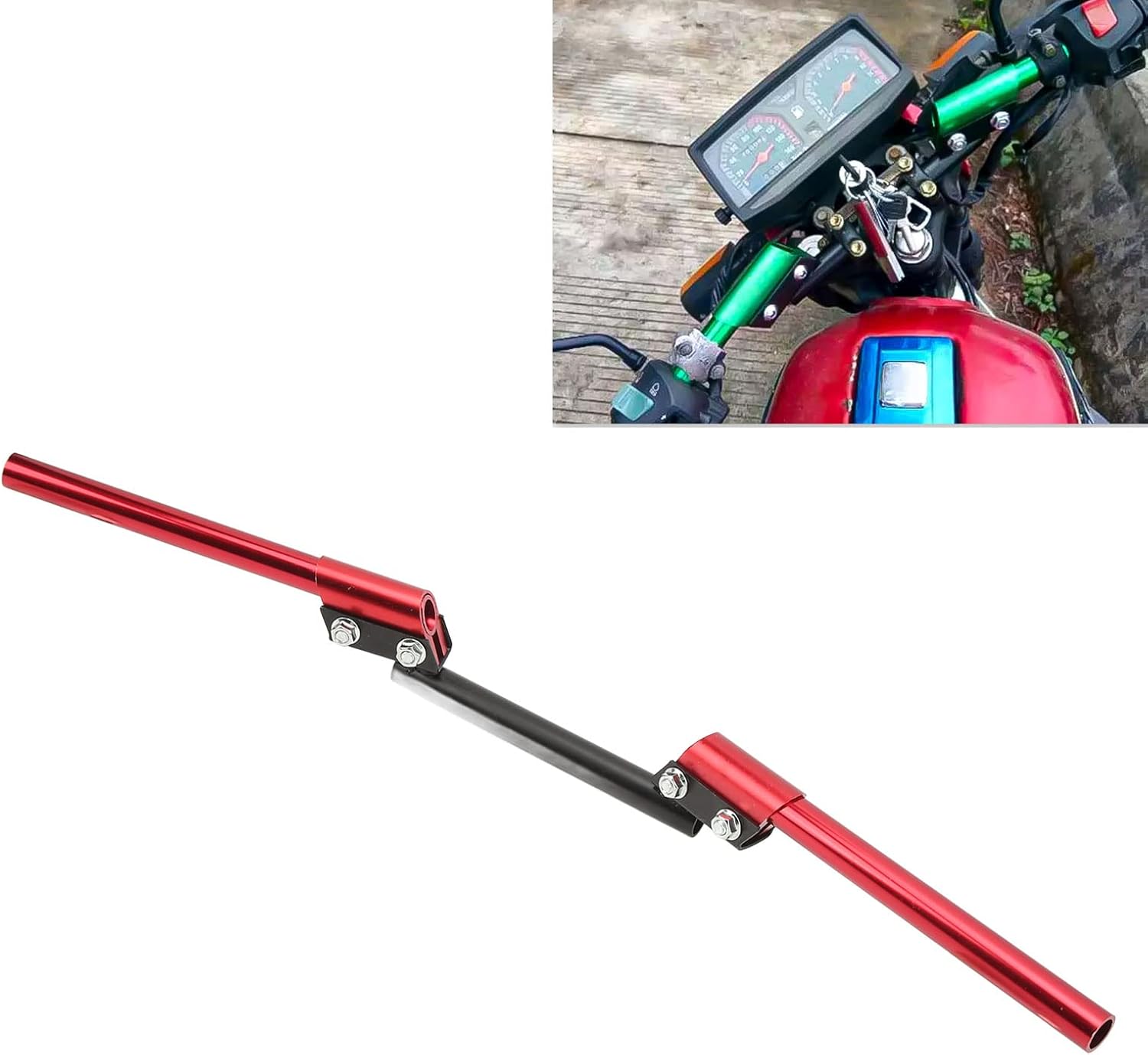 Acouto Manillar de motocicleta, mango ajustable universal de 0.866 in para automóvil deportivo, tranvía, ATV, scooter, vehículo todoterreno (rojo)