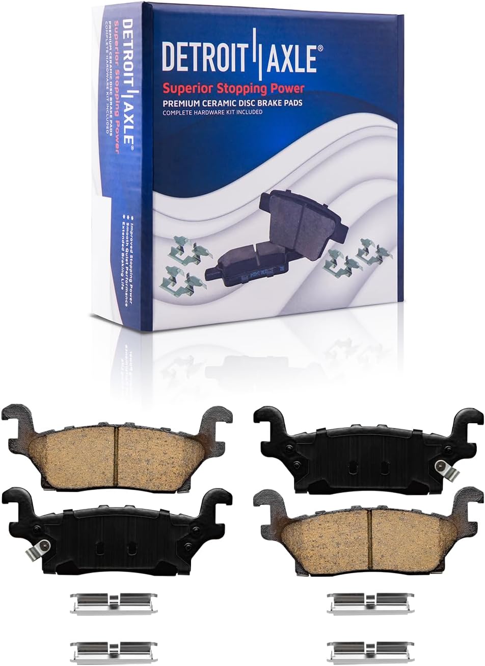 Detroit Axle – Par (2) rotores de freno de disco traseros con pastillas de cerámica con reemplazo de hardware para Hummer H3 2006-2010 – 2009-2010