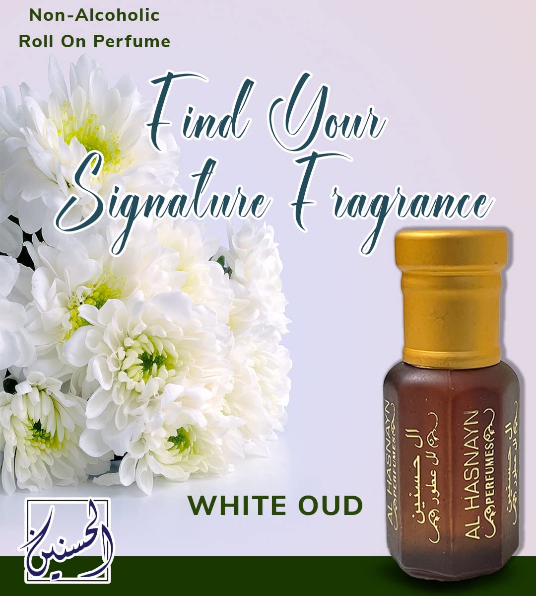 AL HASNAYN ENTERPRISES WHITE OUD – Perfume esencial de colonia para hombre, Roll-On Attar (edición limitada), 0.2 fl oz (0.2 fl oz) sin alcohol,