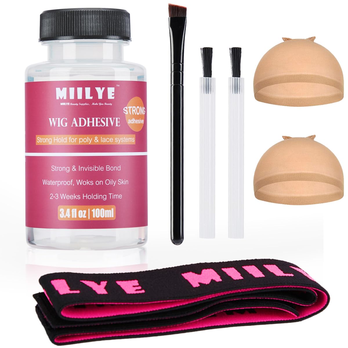 MIILYE Paquete de pegamento transparente para peluca, 3.4 fl oz3.4 oz resistente al agua  Pegamento invisible para unión de cabello tipo tupé,