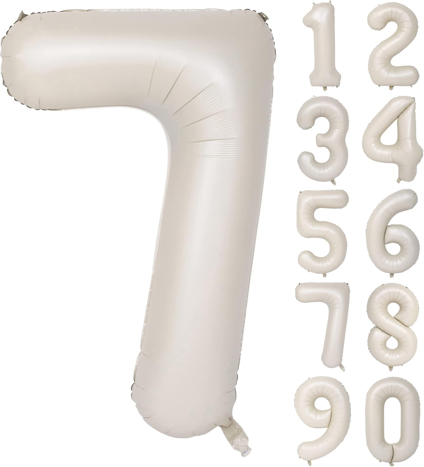 Globos de número blanco crema de 40 pulgadas, globos de papel de aluminio de helio, globos de Mylar para fiesta de cumpleaños, decoración digital 7