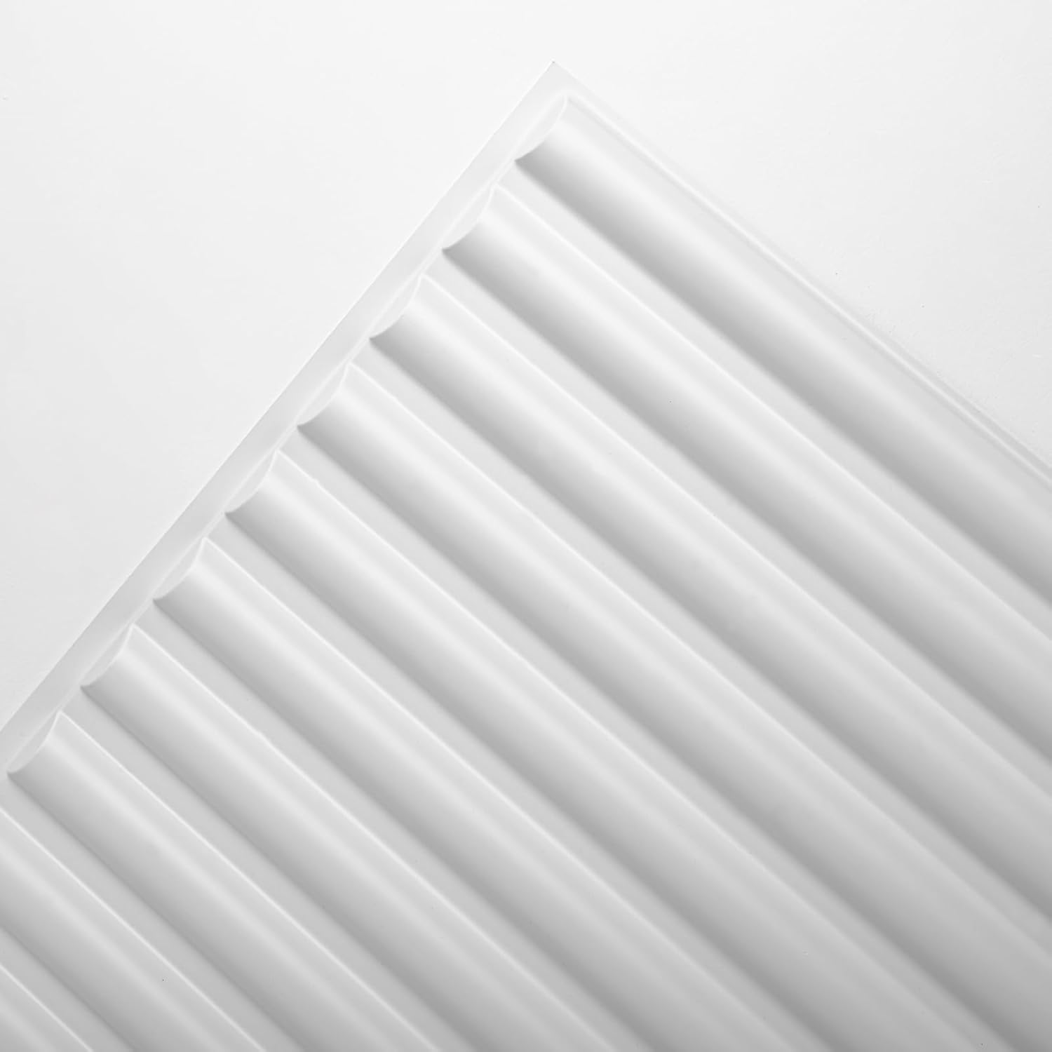 Art3d Azulejos de techo caídos de 2 x 4 pies en blanco, paneles de pared 3D de diseño semicilindro de 12 hojas para decoración de pared interior, 24