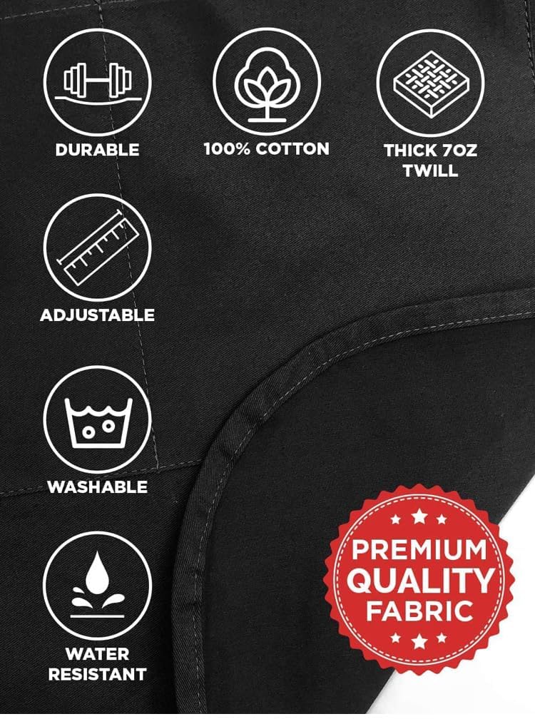 Delantales divertidos para hombre, delantal ajustable de cuello negro con 2 bolsillos, delantales de cocina a la parrilla para hombres, regalos de