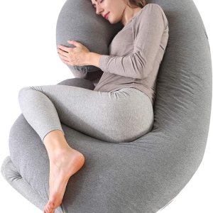 yoyomax Almohadas de embarazo, en forma de C, almohada de maternidad de cuerpo completo, almohada de espuma viscoelástica con funda de jersey yoyomax Almohadas de embarazo, en forma de C, almohada de maternidad de cuerpo completo, almohada de espuma viscoelástica con funda de jersey