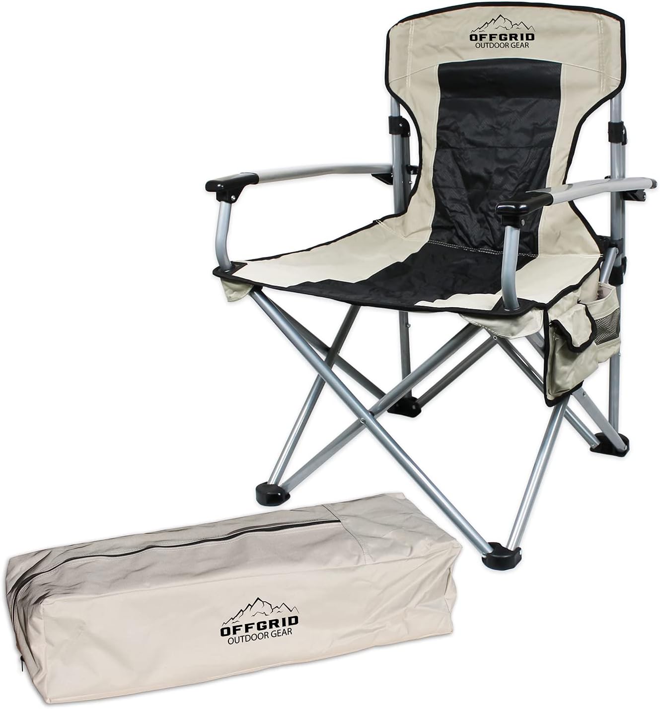Raptor Series OFFGRID – Silla portátil plegable para acampar con bolsa de transporte, resistente, de gran tamaño